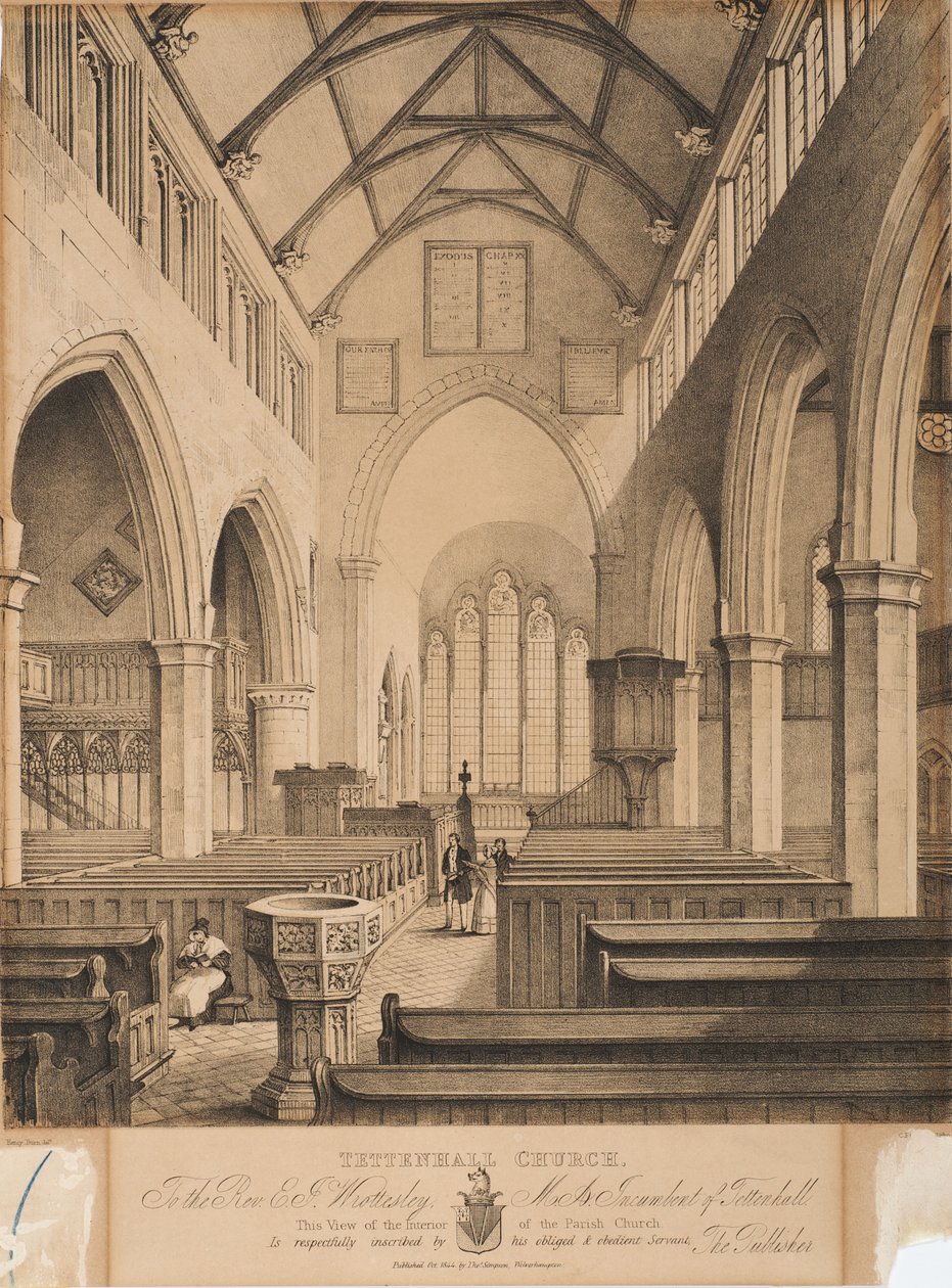 Tettenhall kirke, 1844 af Henry Burn