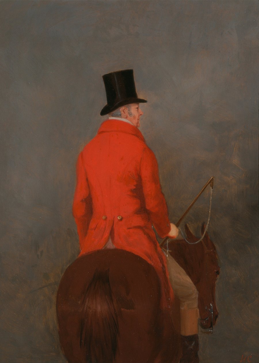 Portræt af Thomas Cholmondeley, 1. Lord Delamere, på sin jæger (undersøgelse for The Cheshire Hunt på ... af Henry Calvert
