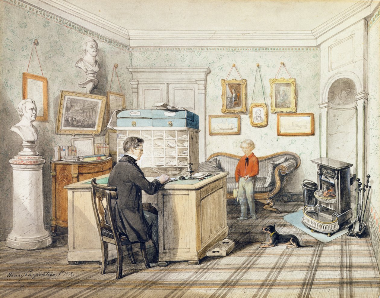 Interiør af et værkkontor, 1852 af Henry Carpenter