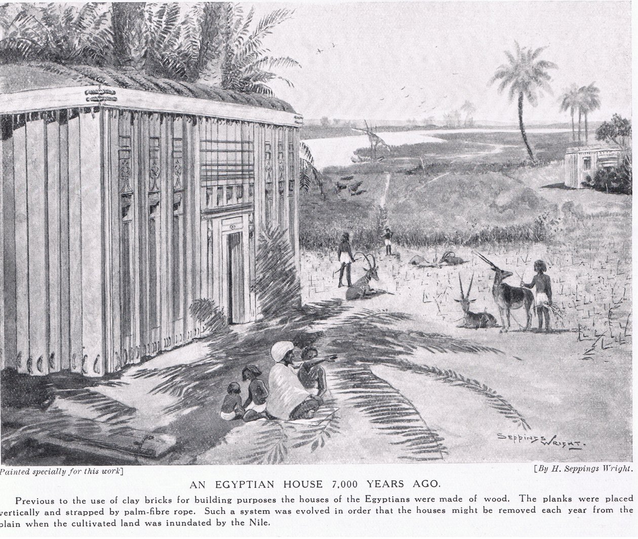 Et egyptisk hjem for 7000 år siden, ca. 1920 af Henry Charles Seppings Wright