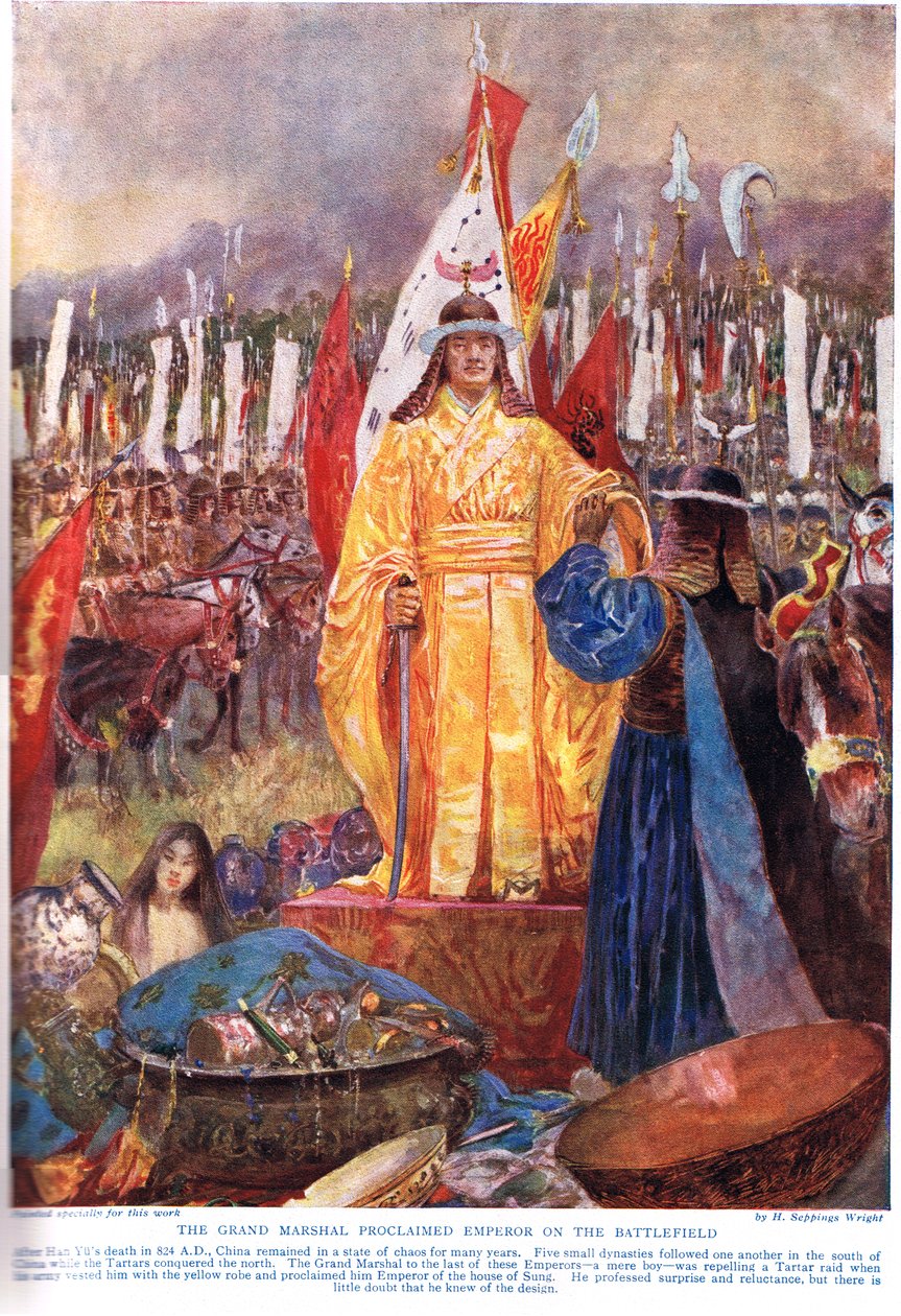 Stormarskalen udråbt til kejser på slagmarken, illustration fra 