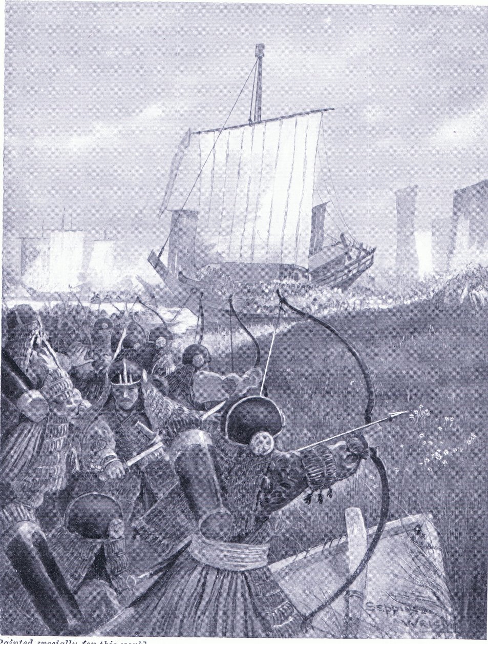 Japanerne hærger Kinas kyst 1592 e.Kr af Henry Charles Seppings Wright