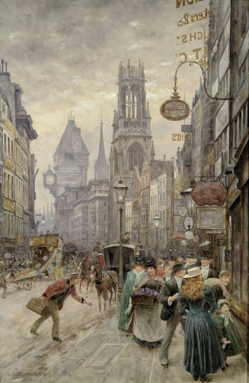 Fleet Street: Looking West, 1899 af Henry Edward Tidmarsh