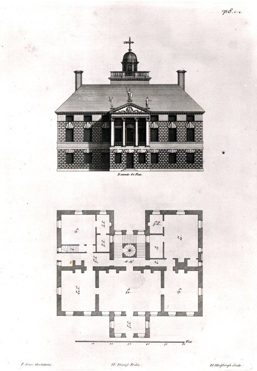 Design af Inigo Jones, 1727 af Henry Flitcroft
