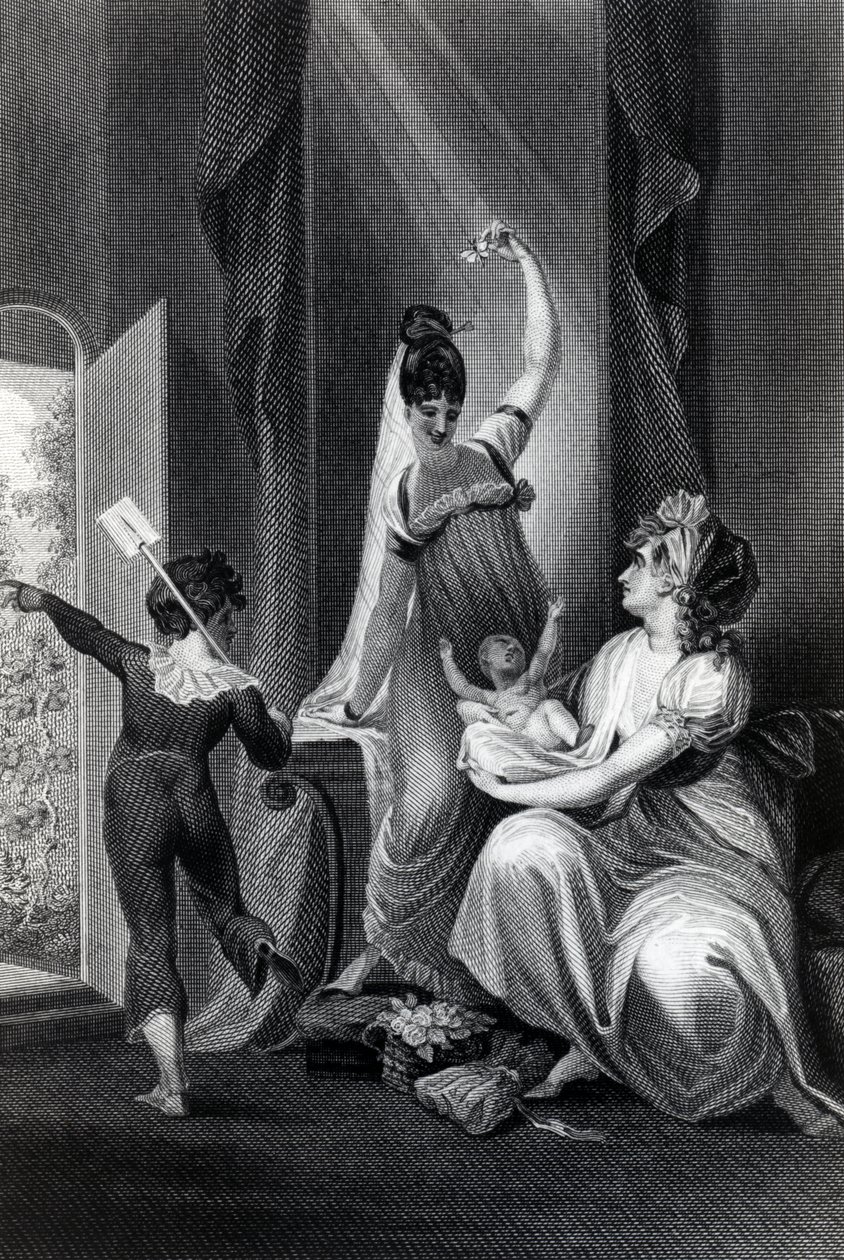 En mor med sin familie på landet, graveret af Richard Rhodes, 1807 af Johann Heinrich Füssli