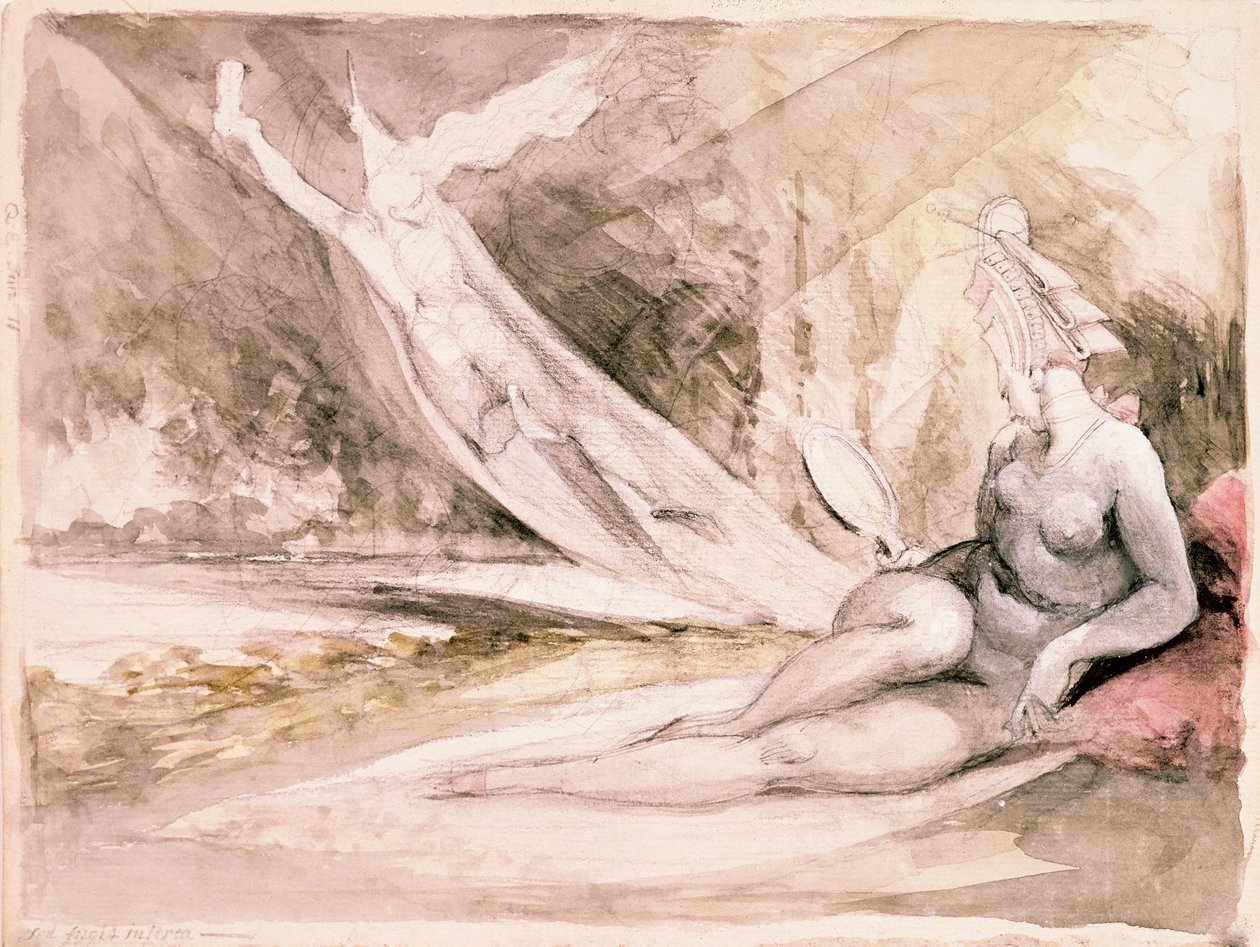 Allegory of Vanity, 1811 (pen, blyant og wc på papir) af Johann Heinrich Füssli
