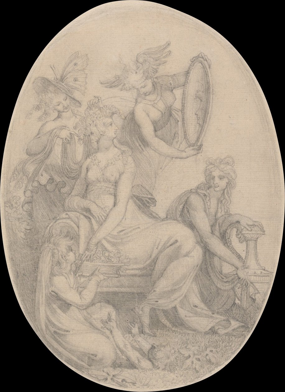 Tegning til forsiden af Erasmus Darwin Den botaniske have af Johann Heinrich Füssli