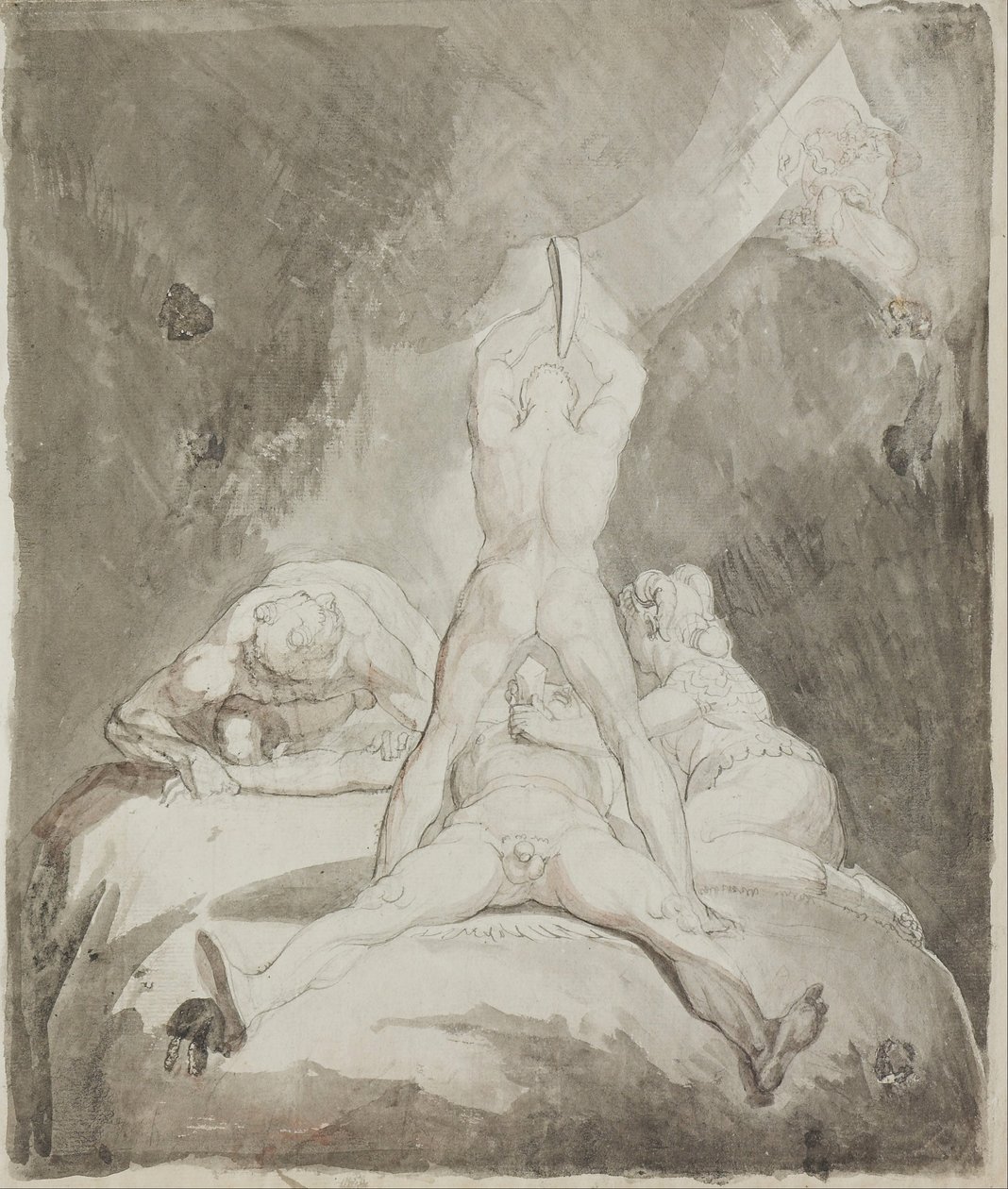 Hephaestus, Bia og Crato sikrer Prometheus på Kaukasus -bjerget af Johann Heinrich Füssli