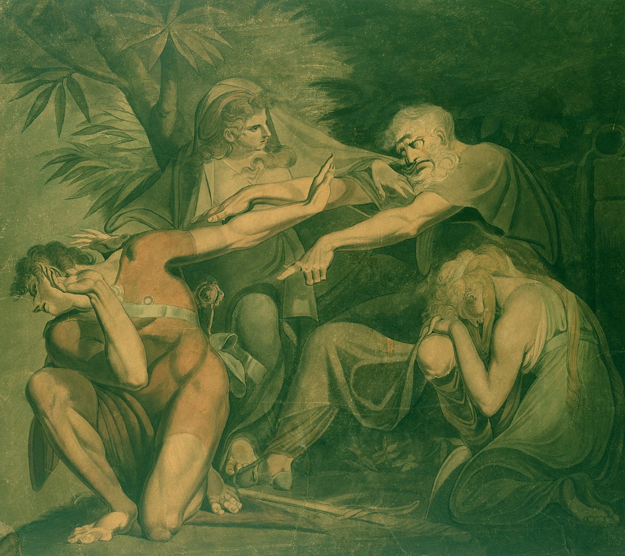 Ødipus forbander sin søn Polynices - Gå til ruin, fordrejet og fordømt af mig.. af Johann Heinrich Füssli