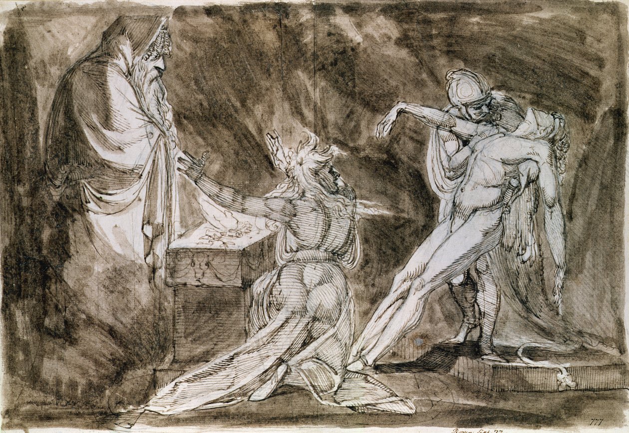 Studie for Saul og heksen fra Endor af Johann Heinrich Füssli