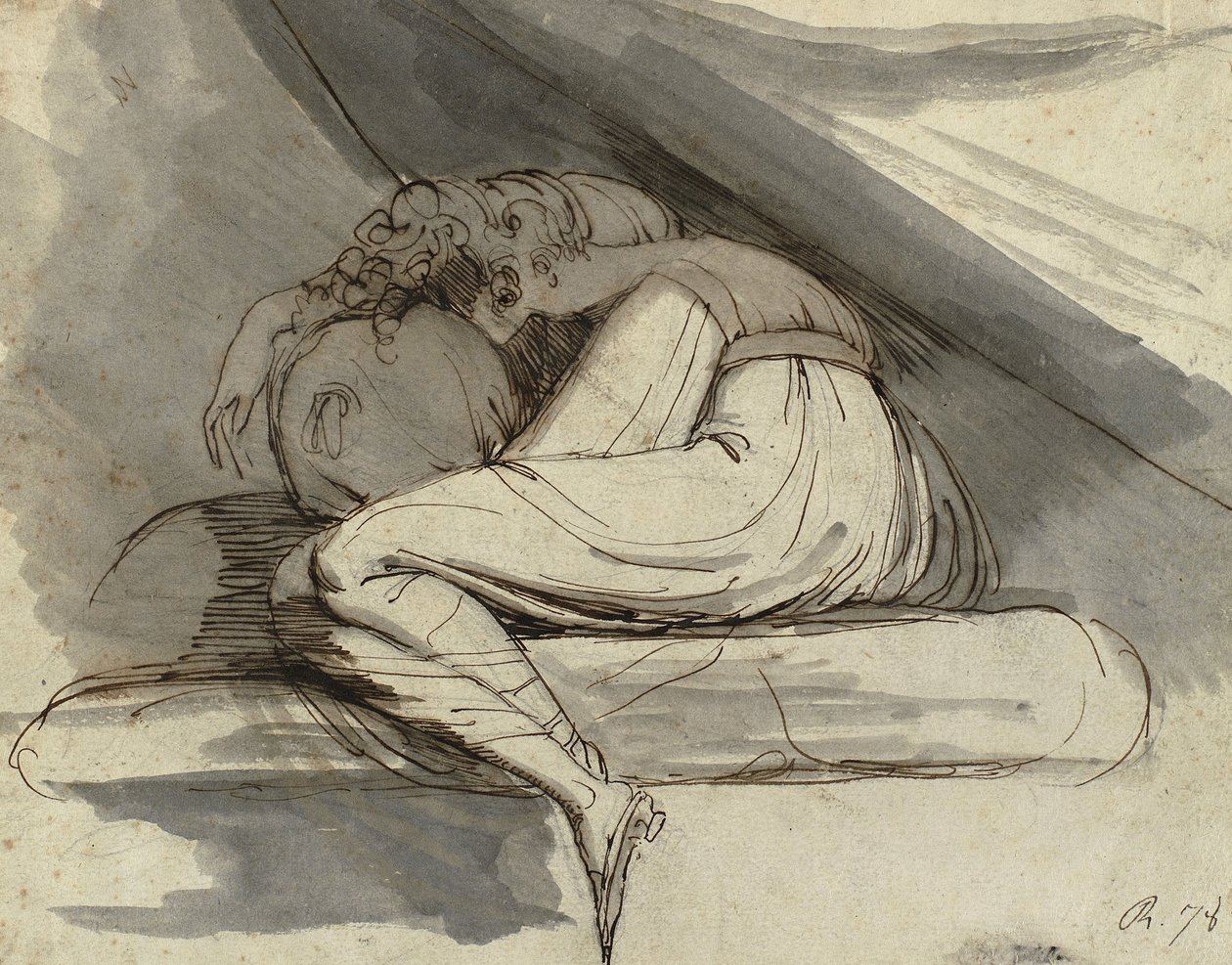 Kvinde siddende, krøllet sammen af Johann Heinrich Füssli