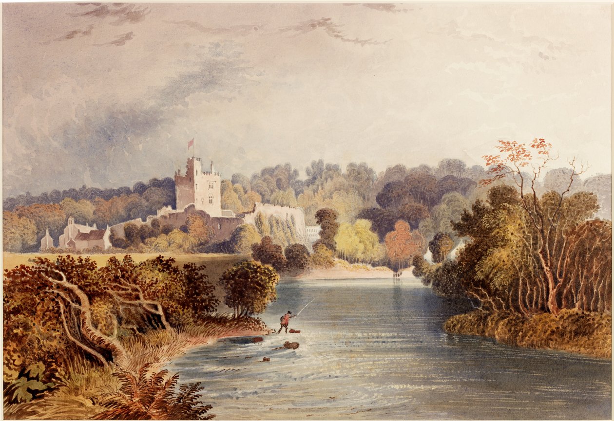 Bothal Castle (akvarel på kort) af Henry Gastineau