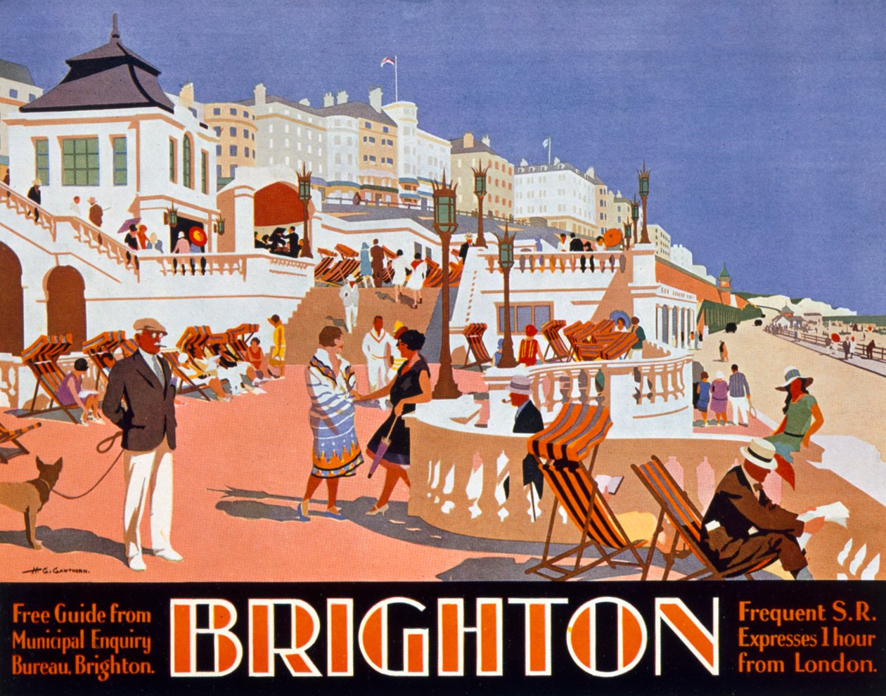 Plakat med reklame for rejser til Brighton af Henry George Gawthorn