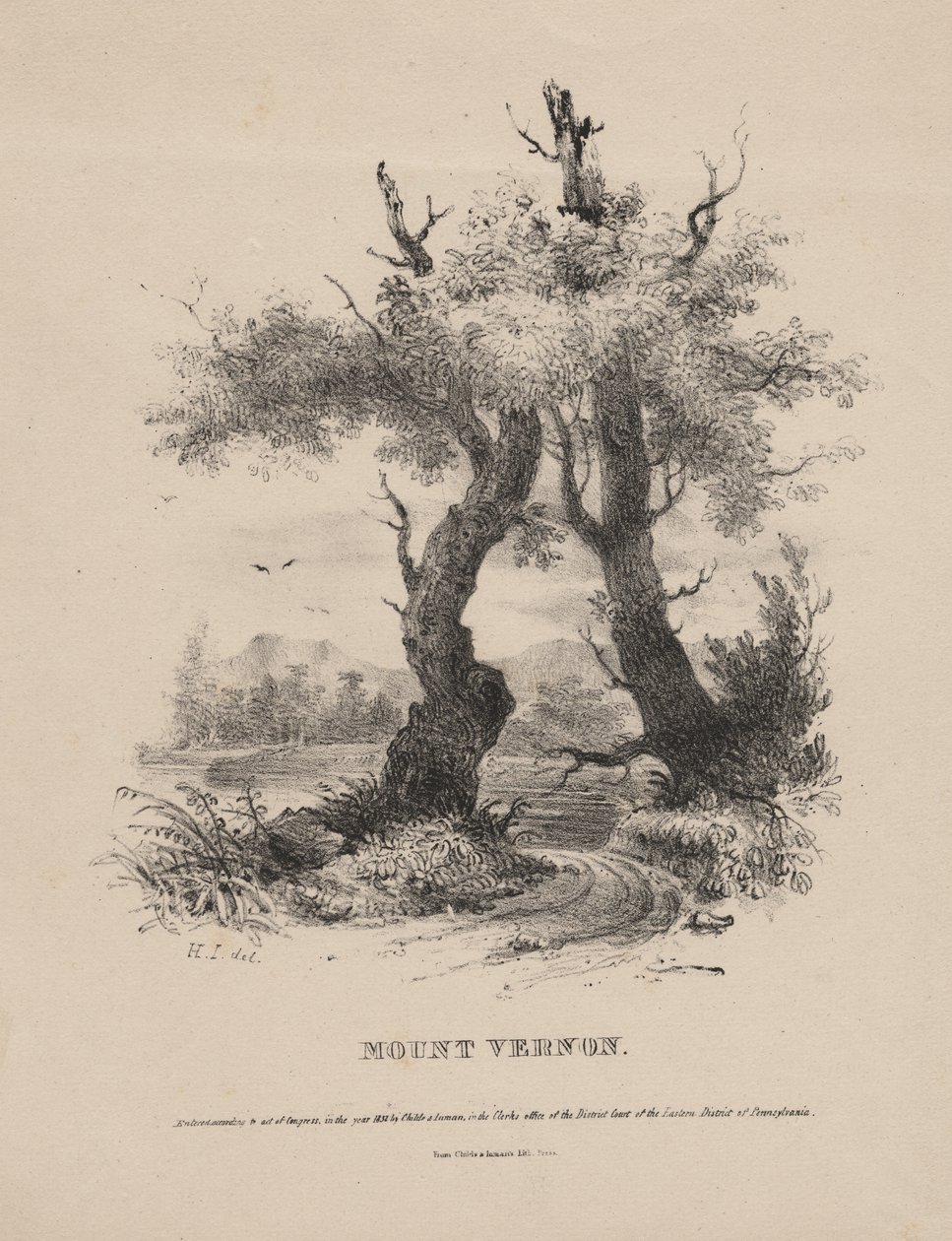 Mount Vernon, litho af Childs und Inman, 1832 af Henry Inman