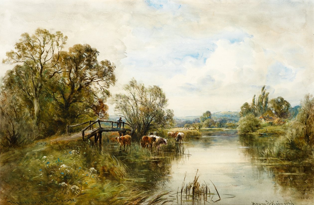 På Themsen ved Pangbourne (wc på papir) af Henry John Kinnaird