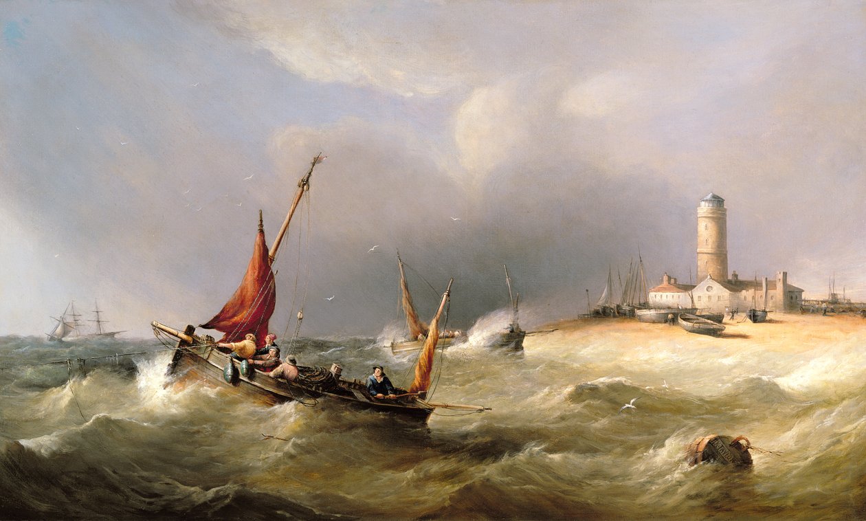 Fiskerbåde i en byge ud for Dungeness Spit af Henry King Taylor