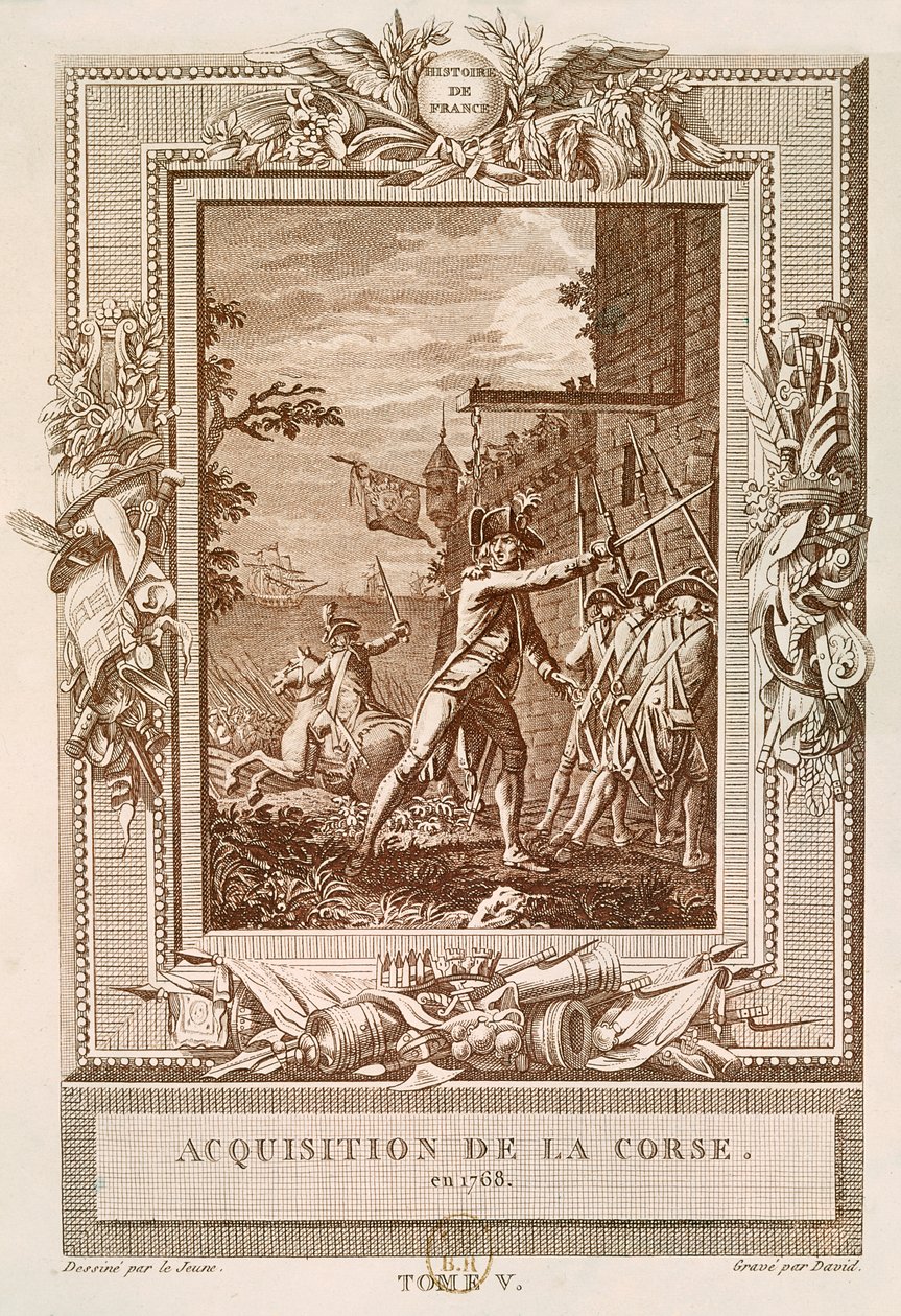 Erhvervelsen af Korsika i 1768, graveret af David af Henry Le Jeune