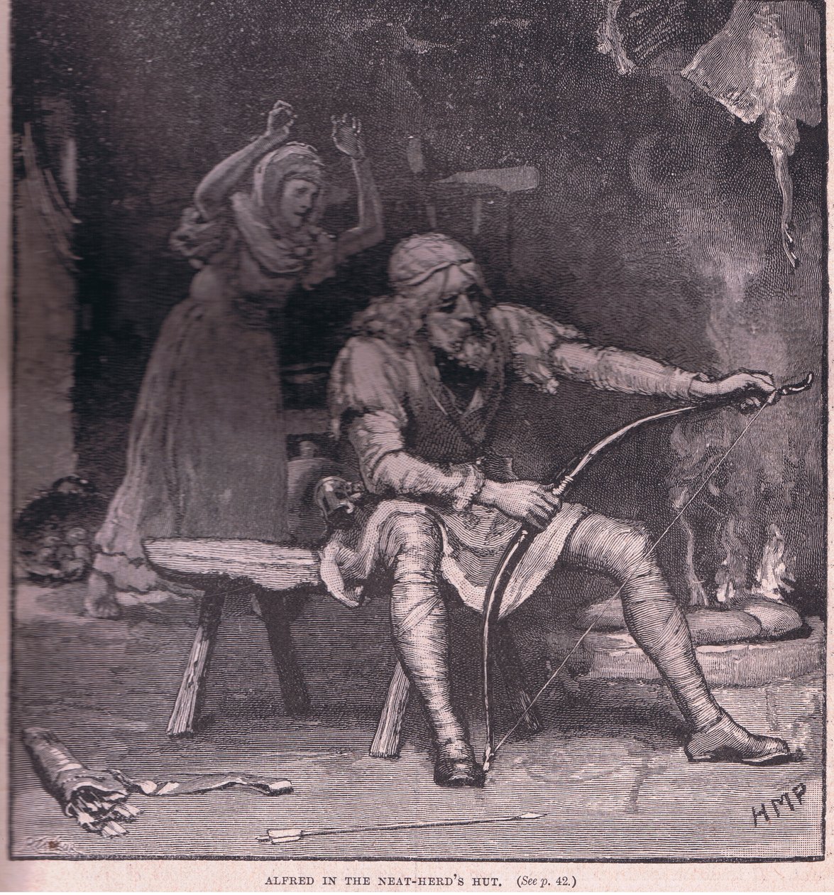 Alfred i hytten til den pæne hirdmand AD 878 af Henry Marriott Paget