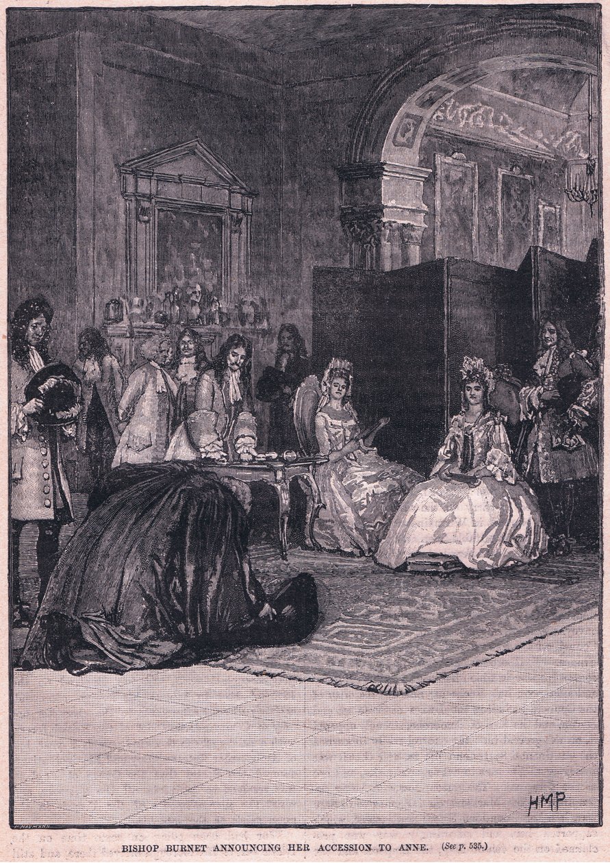 Biskop Burnet annoncerer sin tiltrædelse af Anne AD 1702 af Henry Marriott Paget