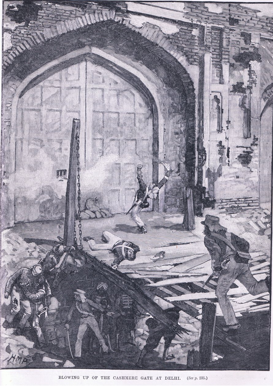 At sprænge Cashmere-porten i Delhi 1857 e.Kr af Henry Marriott Paget