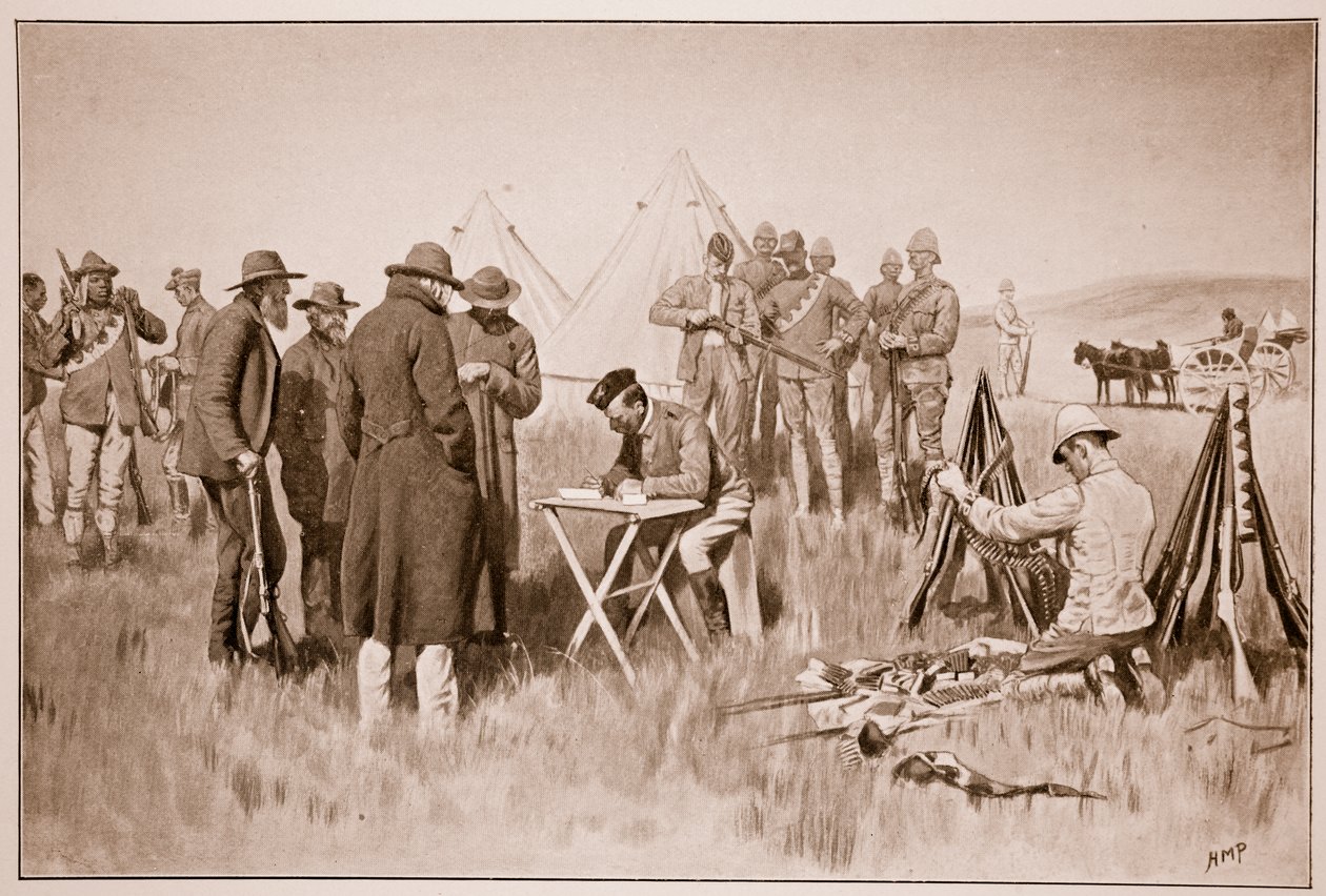 Boers aflægger neutralitetsed ved Greylingstad, efter en skitse af Lieut. E.B. Knox, R.A.M.C. af Henry Marriott Paget
