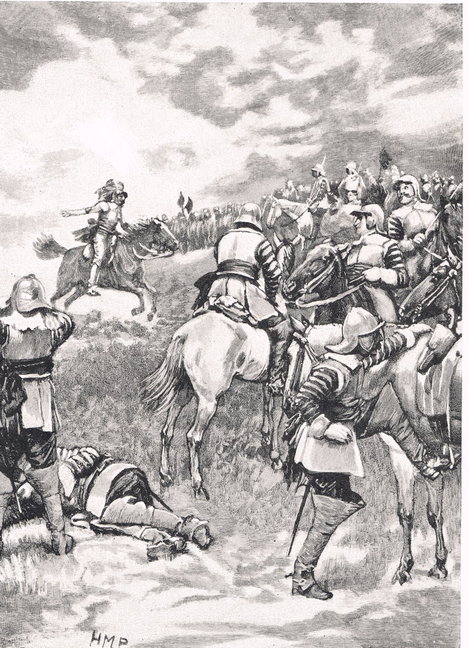 Charles I ved slaget ved Naseby, 14. juni 1645, illustration fra 