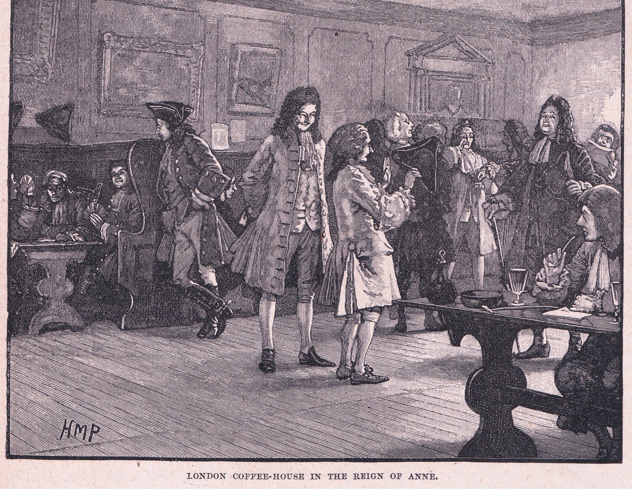 London kaffehus under Annes regeringstid omkring 1710 e.Kr af Henry Marriott Paget