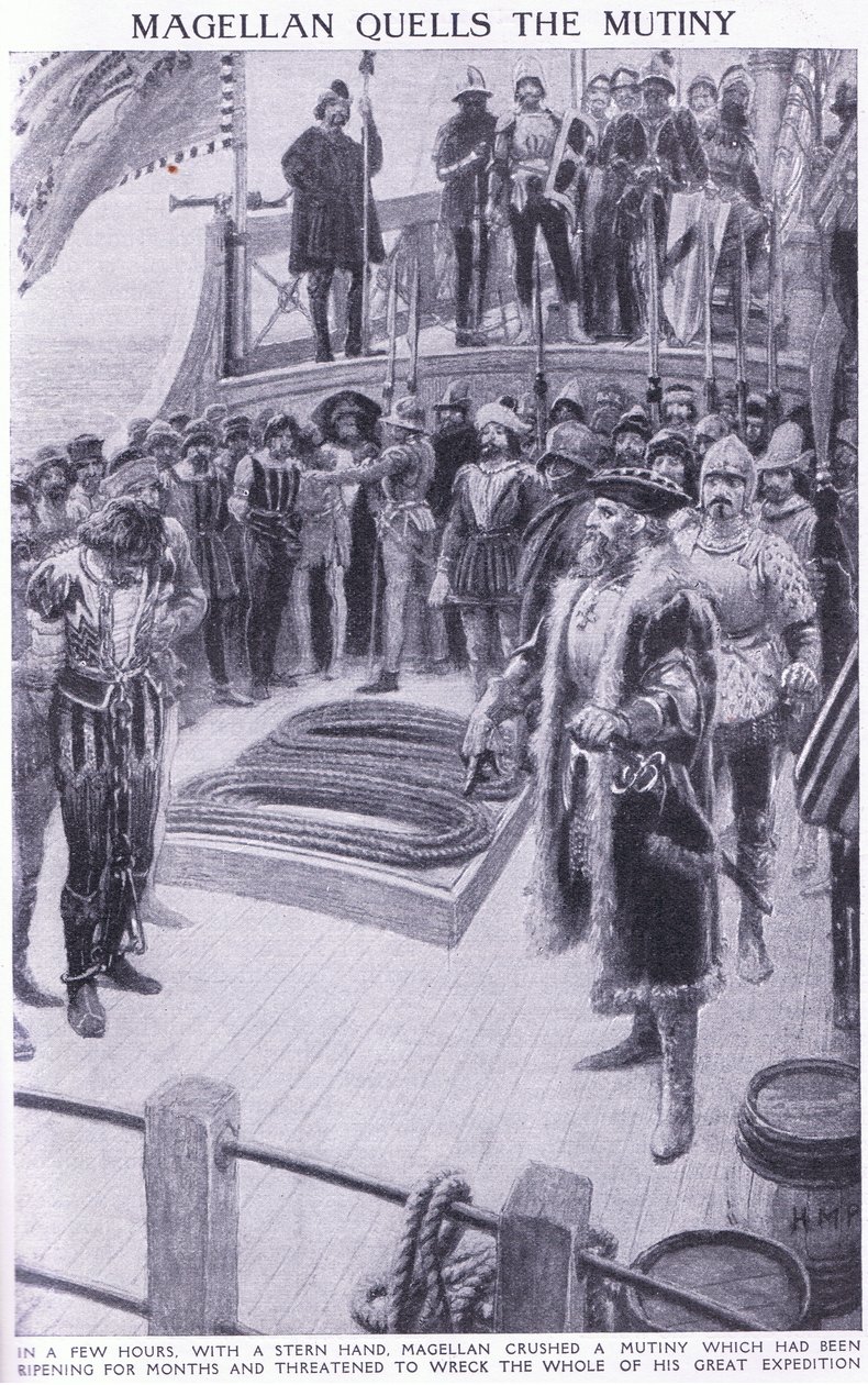 Magellan nedlægger et mytteri af Henry Marriott Paget
