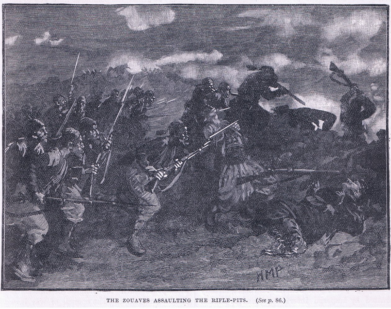 Zouvene angreb en riffelgrav 1855 e.Kr af Henry Marriott Paget