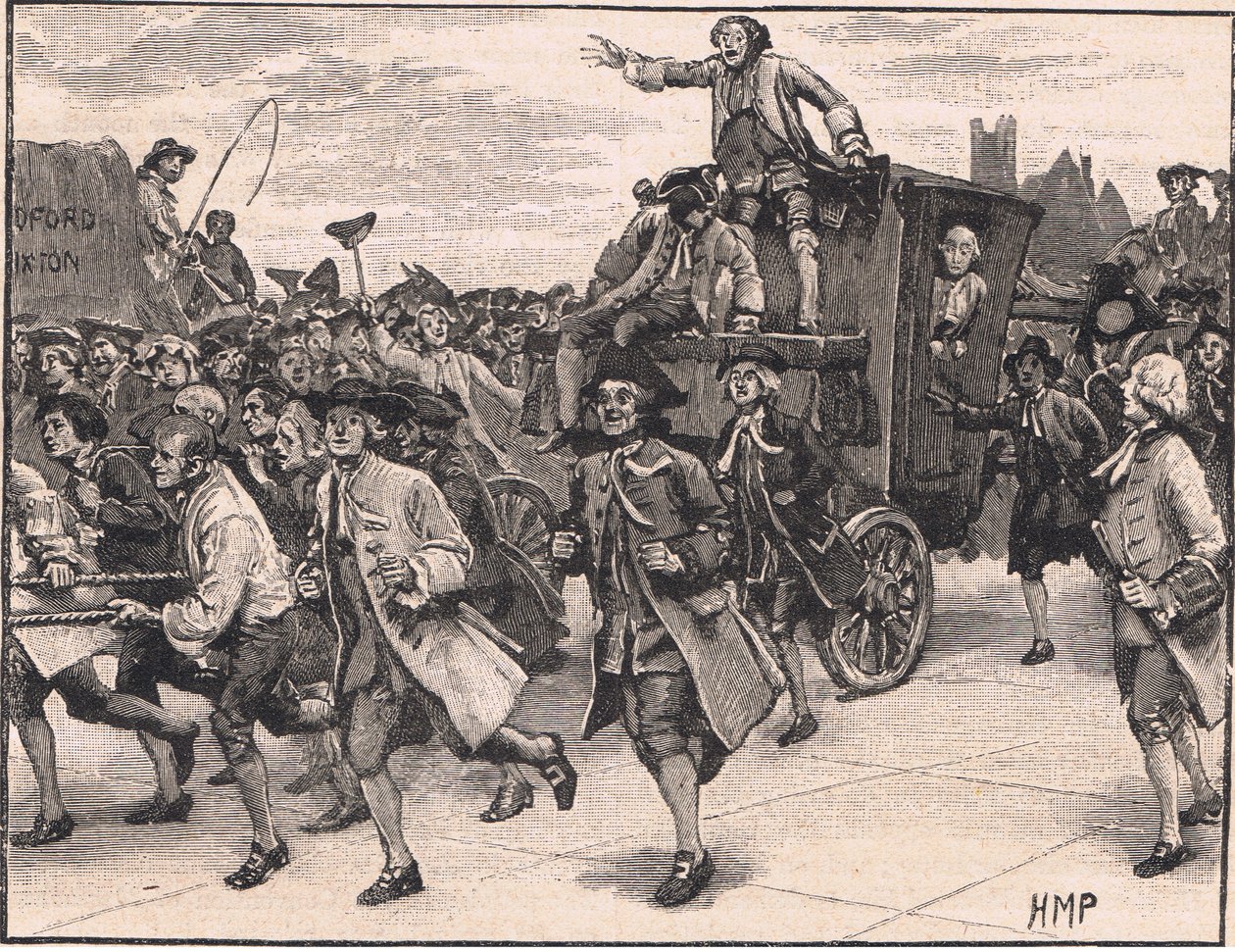 Pøbelen løslader Mr. Wilkes på vej til fængslet AD 1768 af Henry Marriott Paget