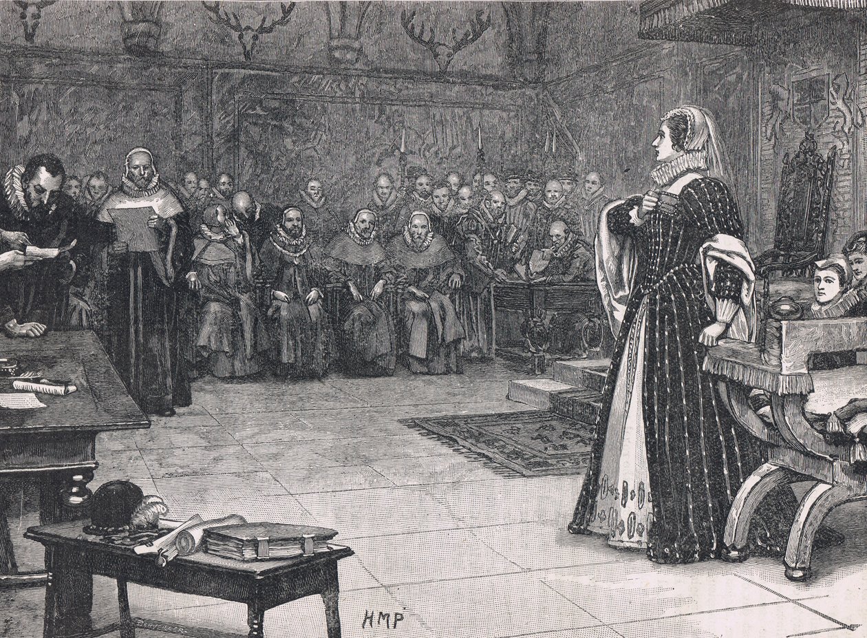 Retssagen mod Mary Queen of Scots i Fotheringay Castle 1586 af Henry Marriott Paget
