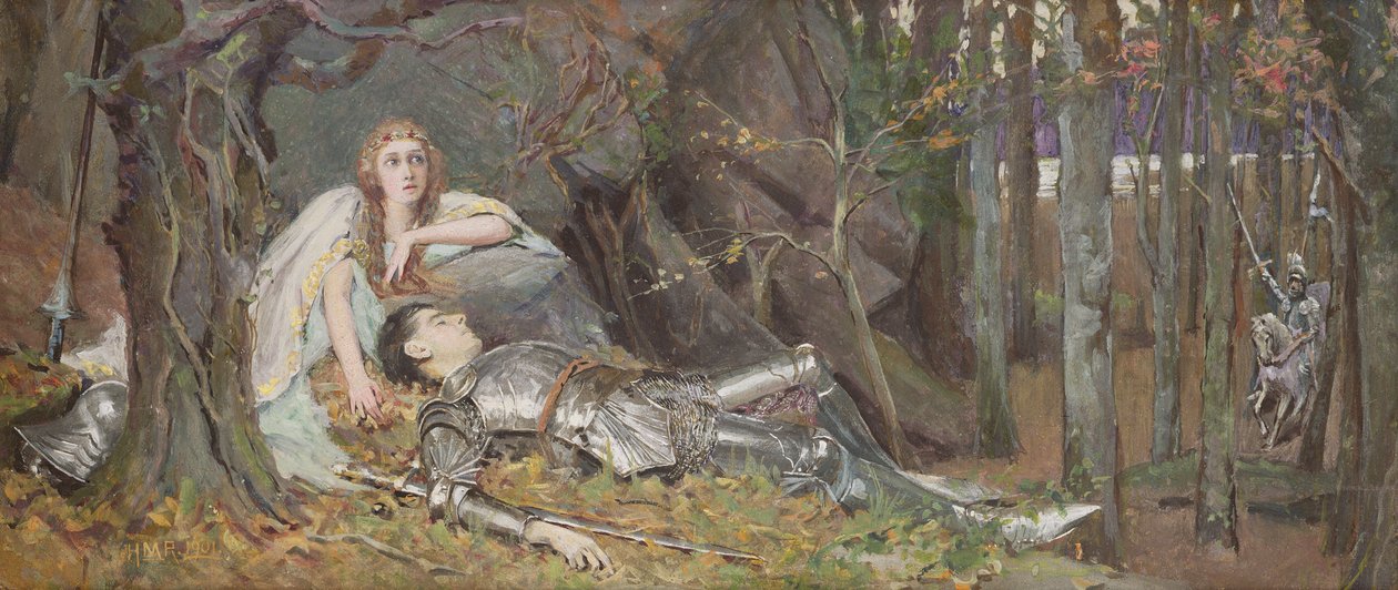La Belle Dame Sans Merci, 1901 (wc og kropsfarve på papir) af Henry Meynell Rheam