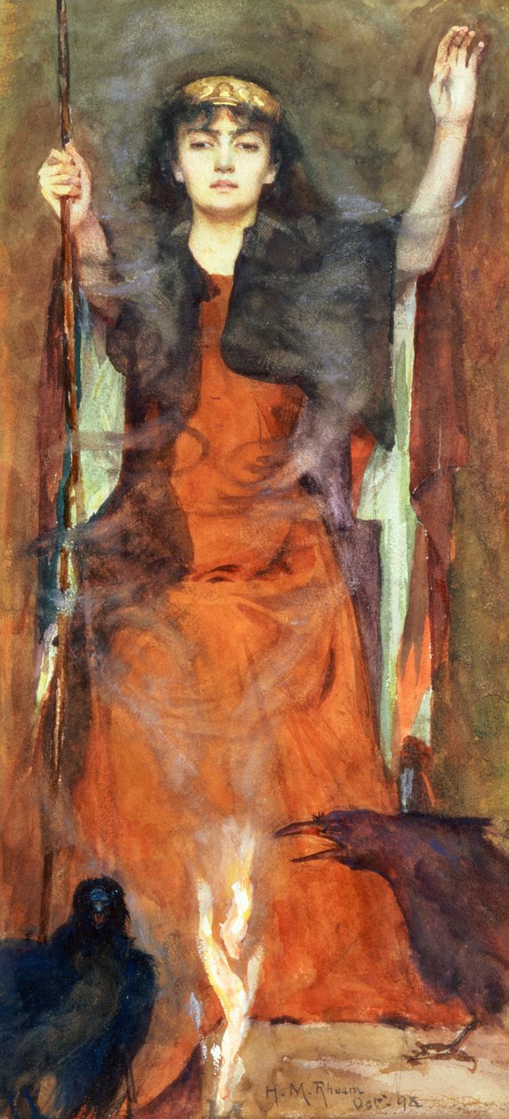 The Sorceress, 1898 (wc und gouache på papir) af Henry Meynell Rheam