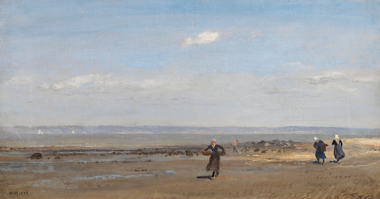 Kvinder på stranden ved lavvande af Henry Moore