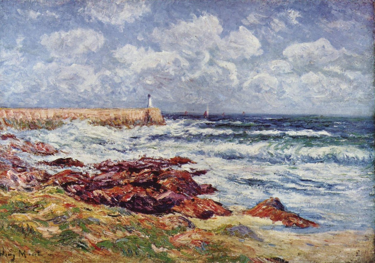 Pier ved havnen i Audiernen Francais: Le port dAudiernen af Henry Moret