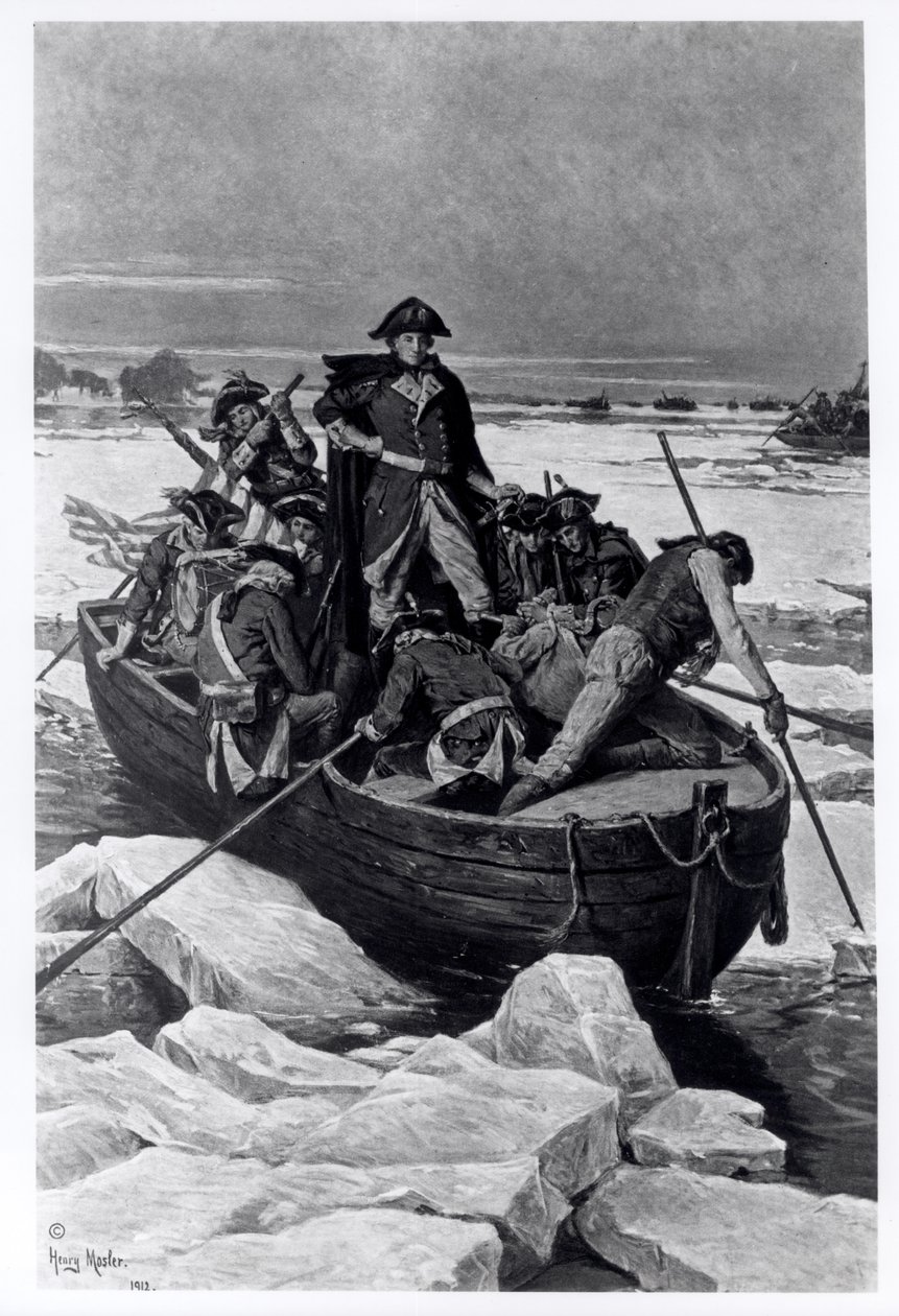 George Washington krydser Delaware-floden af Henry Mosler