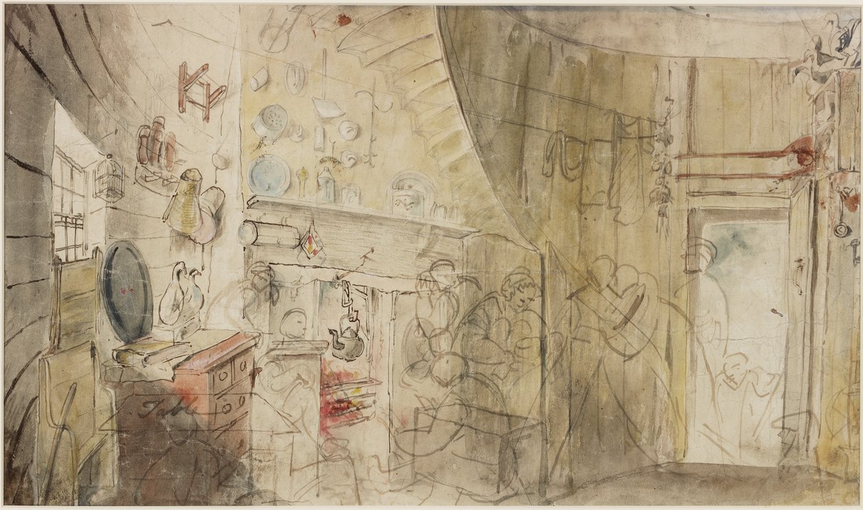 Interiør af et fyrtårn, Farne Islands (blyant og akvarel på papir) af Henry Perlee Parker