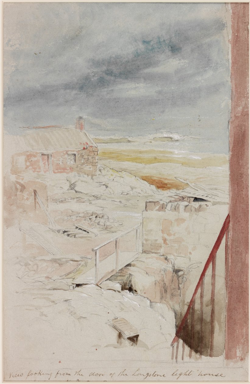 Udsigt fra Longstone Lighthouse, 1838 (bc, blyant og wc på papir) af Henry Perlee Parker