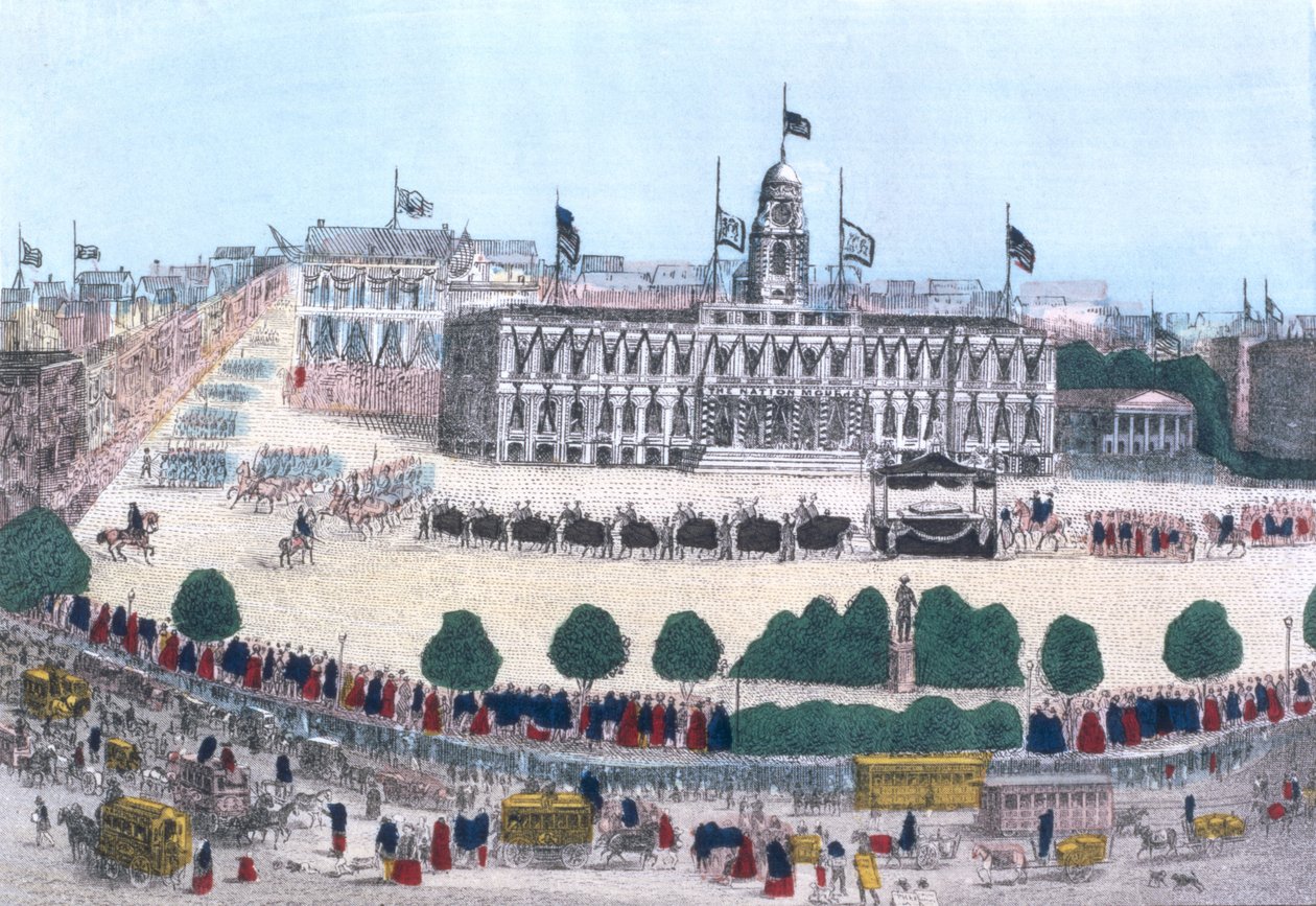 Begravelsesoptog til minde om præsident Abraham Lincoln, pub. af Charles Magnus, 1865 af Henry R. Robinson