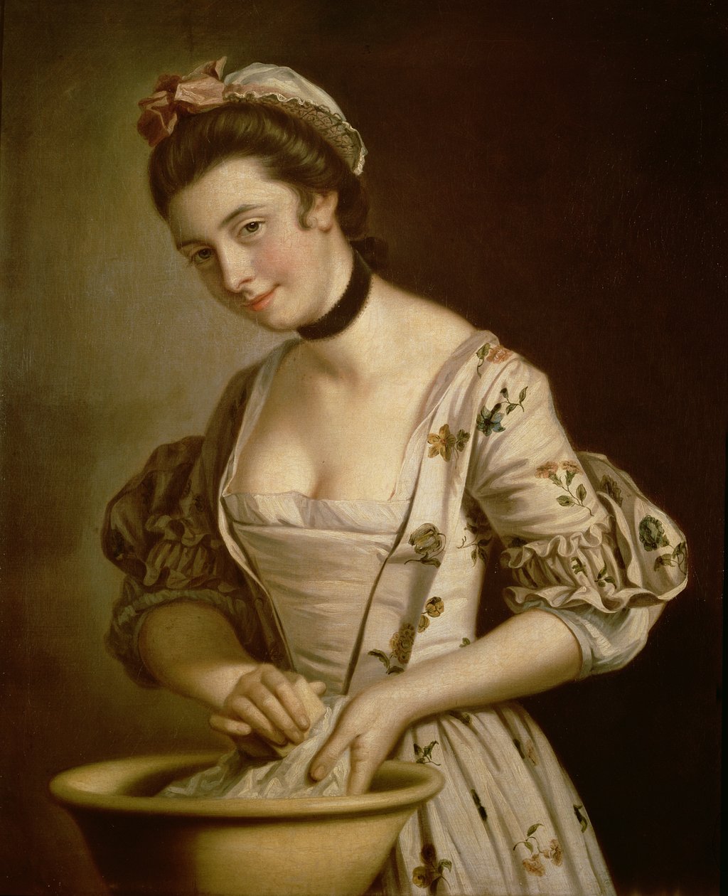 En dames stuepige, der sæber linned af Henry Robert Morland