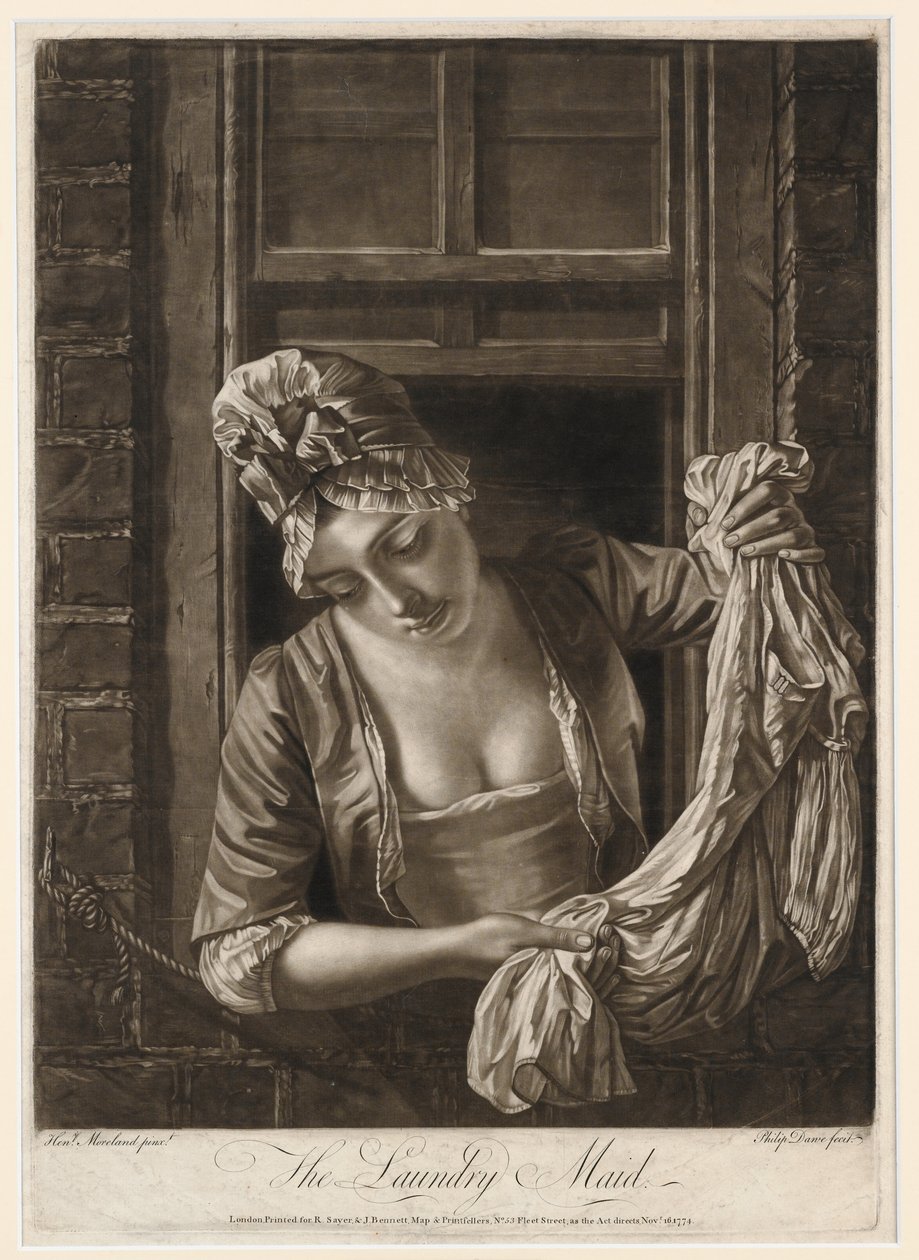 Vaskepigen, tryk udført af Philip Dawe, 1772 (mezzotint) af Henry Robert Morland