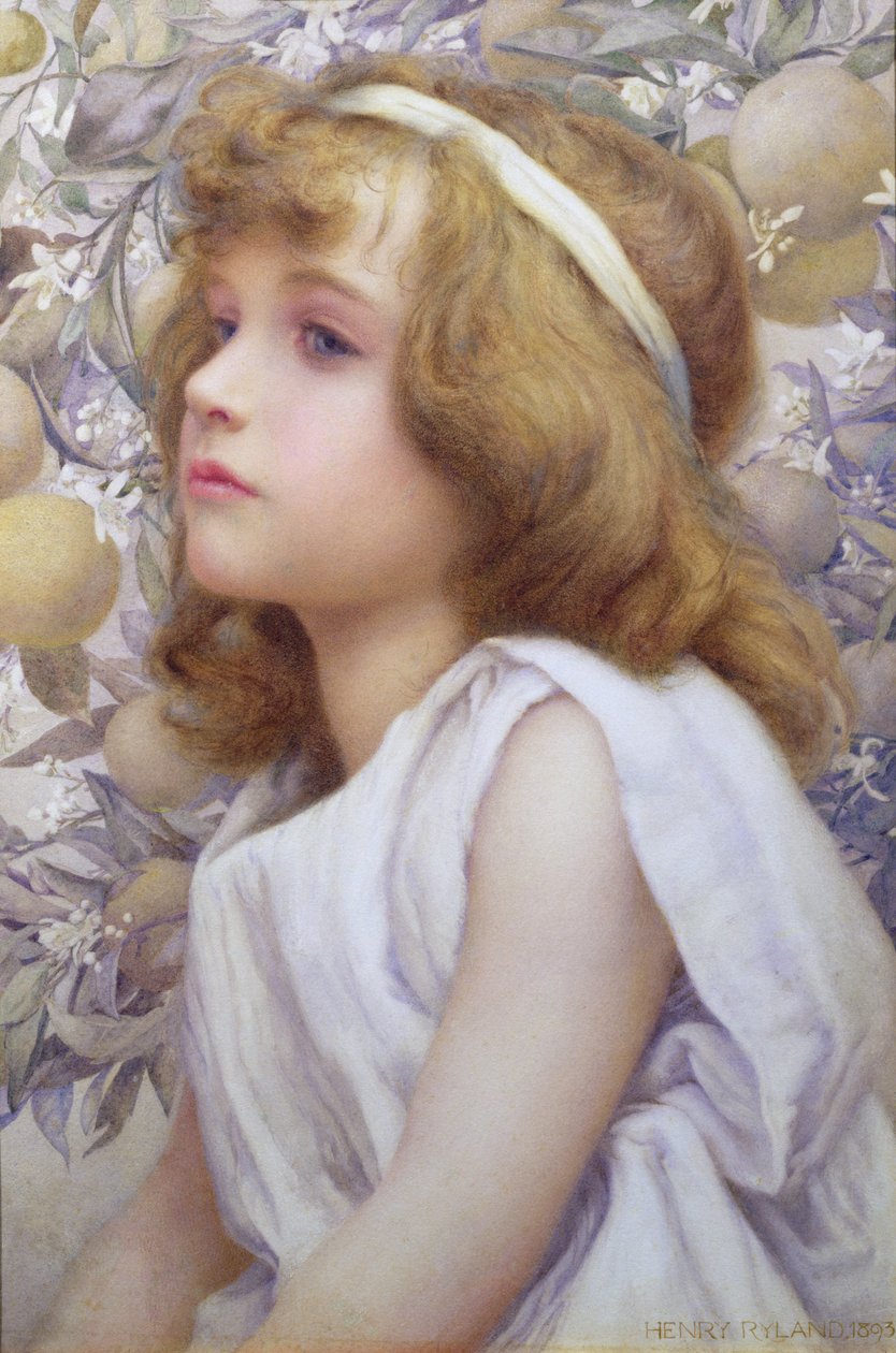 Pige med æbleblomst, 1893 af Henry Ryland