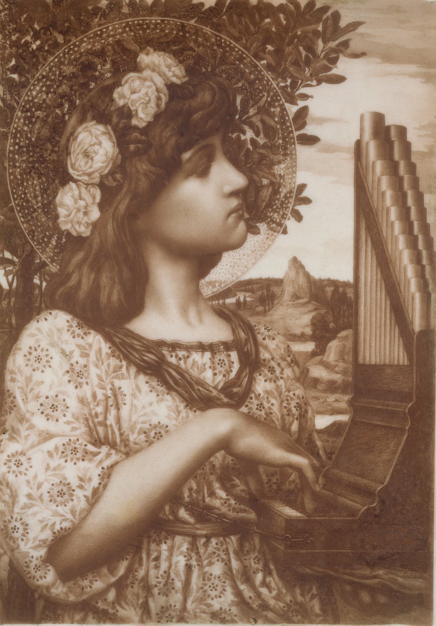 Saint Cecilia, ca. 1885 (olie på opalinglas) af Henry Ryland