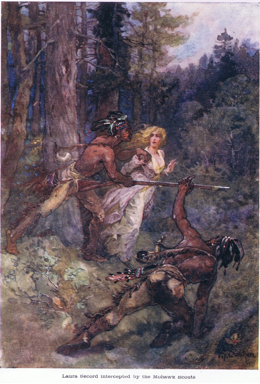 Laura Secord opsnappet af Mohawk-spejderne, ca. 1920 af Henry Sandham