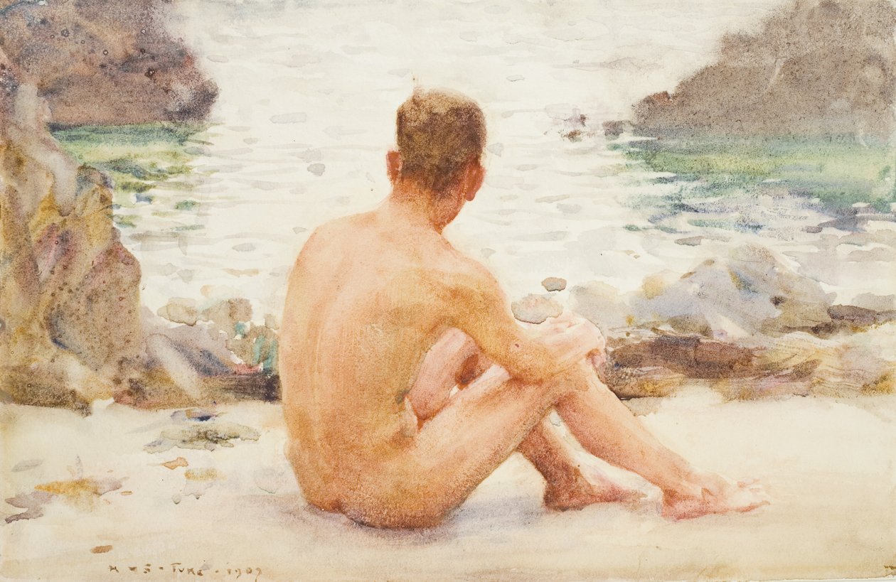 Charlie Sidder på sandet, 1907 af Henry Scott Tuke