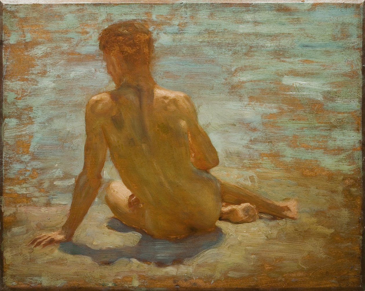 Skitse af nøgen ungdom (Studie for Morning Splendour), ca. 1921 af Henry Scott Tuke