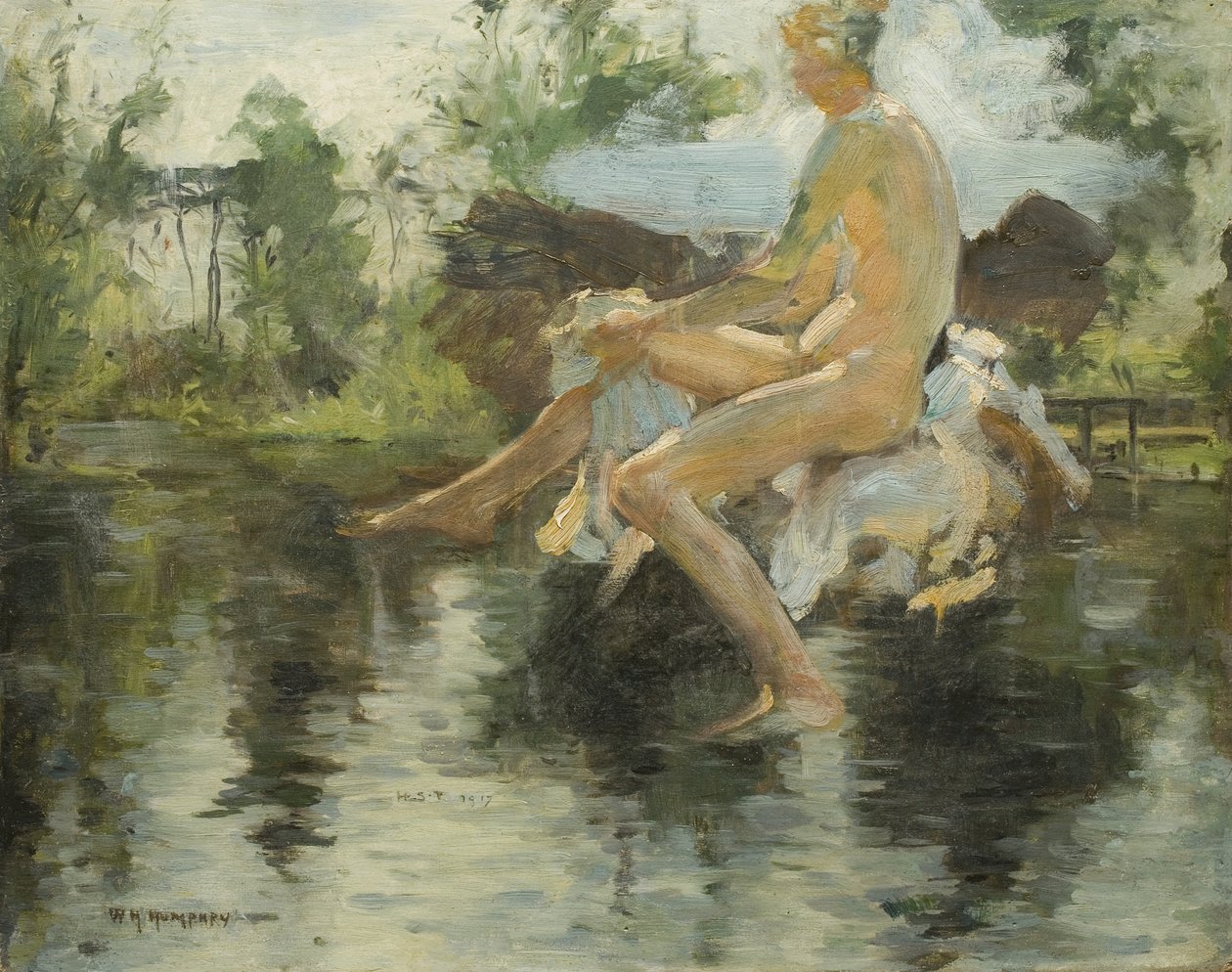 Skitse af en siddende dreng, 1917 af Henry Scott Tuke