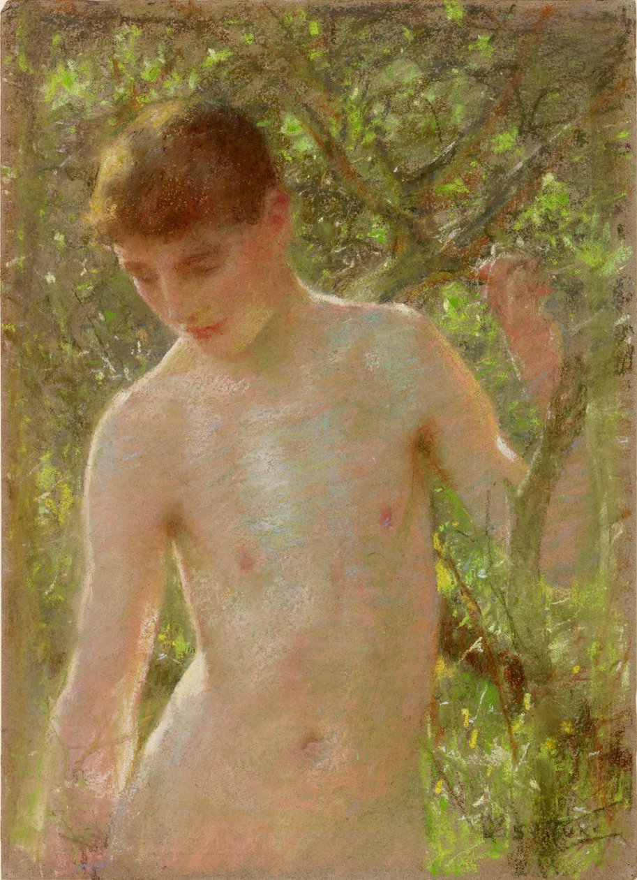 Study of a Boy (pastel på papir) af Henry Scott Tuke