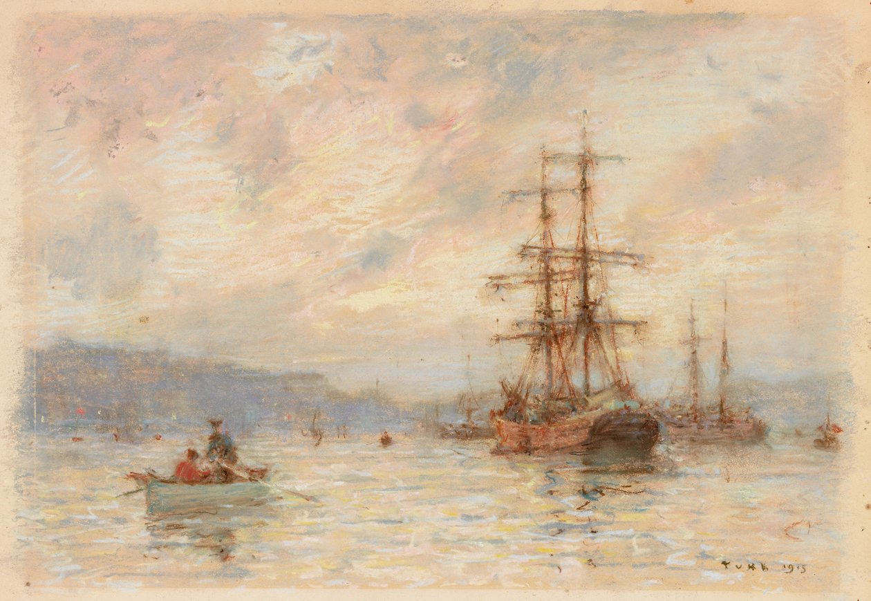 Solnedgang (pastel på papir) af Henry Scott Tuke