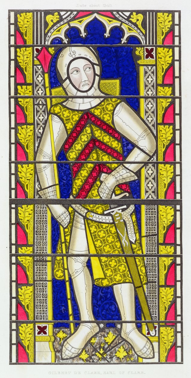 Gilbert de Clare, 3. jarl af Gloucester (1243-95), efter et glasmaleri fra ca. 1340 i Tewkesbury Abbey Church af Henry Shaw